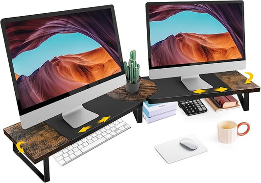 Dual Monitor Riser Stand For Desk, Adjustable Computer Monitor Stand For 2 by Acorss-Star