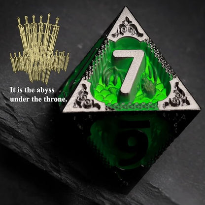 Haxtec Metal Dice Set Green Black Dragon Pattern Metal DND Dice - Image 3