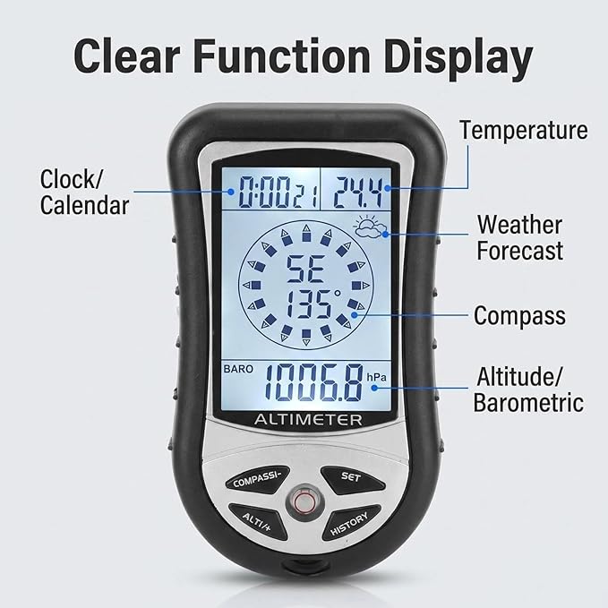 Digital Altimeter, Digital Compass, Hiking Thermometer, Barometer 8 in 1 - Image 5