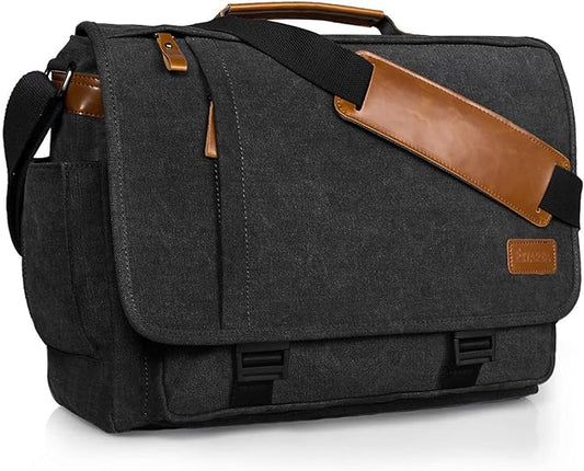 ESTARER Messenger Bag 17-17.3 Inch, Men's Computer Bag Water-resistant Canvas by ESTARER