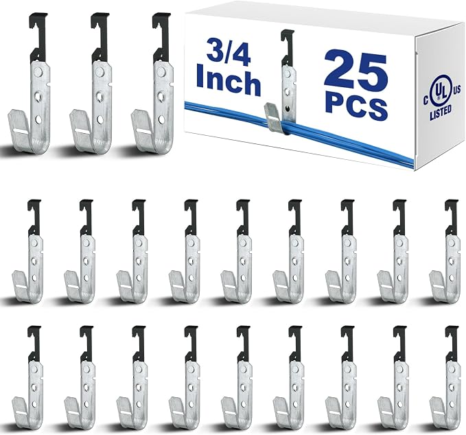 Zonon 25 Pcs J Hooks for Hanging Metal J Hook Hangers Cable Support by Zonon