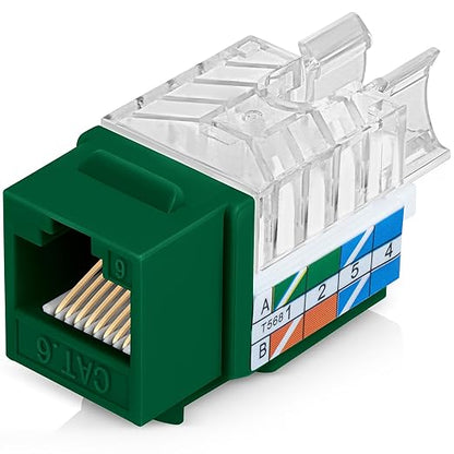 Everest 45° Angled RJ45 Cat6 Keystone Jacks 100-Pack in Green - Image 9