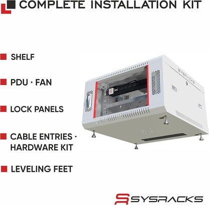6U Wall Mount Server Rack Cabinet 24” Deep, 19” Network & AV Enclosure - Image 4