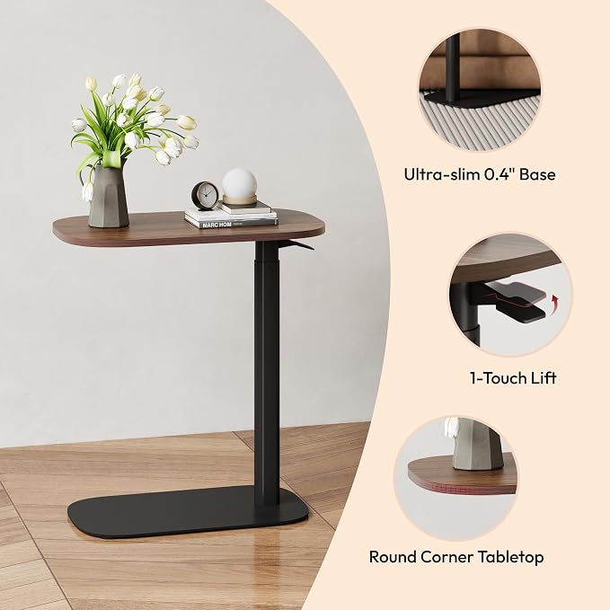 SANODESK Adjustable Overbed Bedside Table Pneumatic Adjustable Height Laptop - Image 7