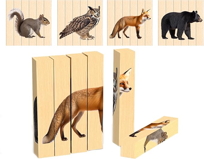 Wooden Animal Chunky Puzzles for Toddlers 2+ Years by MontessoriMe