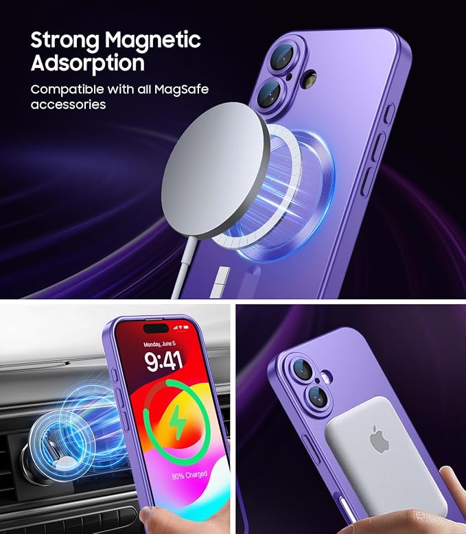 Magnetic for iPhone 16 Plus Case Slim Soft Silicone Bumper Shockproof Metallic - Image 3