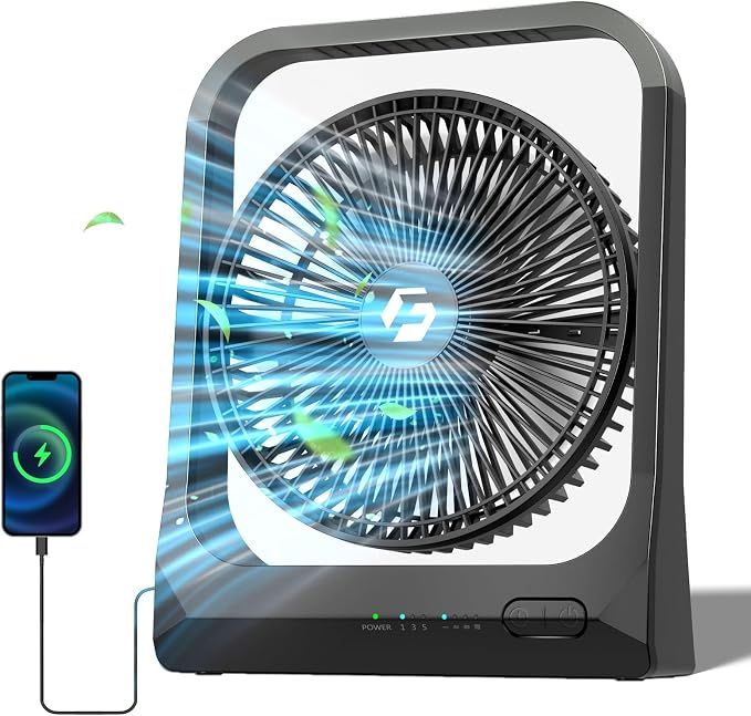 8-inch USB Portable Fan - 20800mAh Rechargeable Battery Operated Fan - Personal by Wavmill
