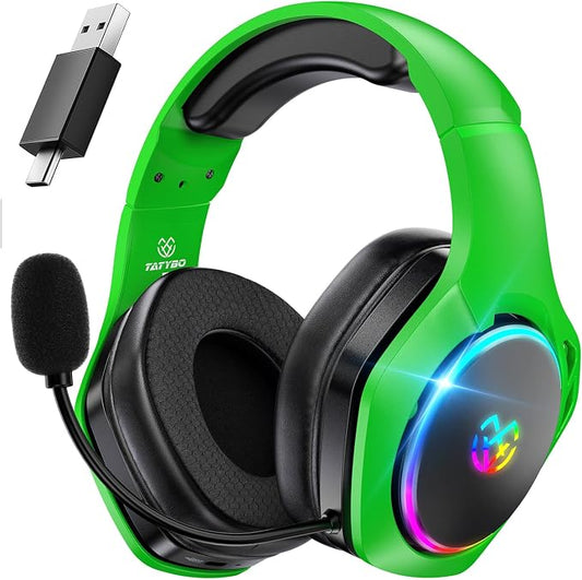 Wireless Gaming Headsets for Ps5 Ps4 PC, 40H+ Hrs 2.4GHz WiFi Mode & Bluetooth by Tatybo