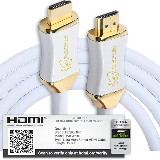 White HDR HDMI 2.1 Certified Cable Supports 10K 8K @60Hz and 4K @120Hz - Image 2