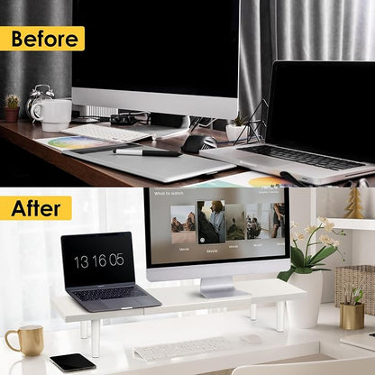 Dual-Monitor-Stand-Riser-For-Desk Adjustable Length 32-40 Inch，Large Desktop - Image 7