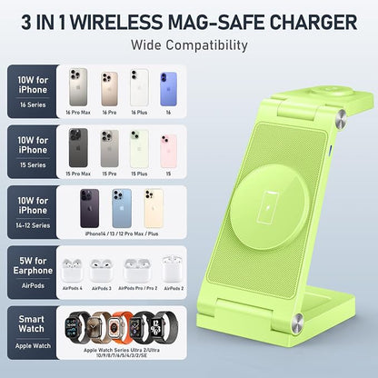 Magnetic Wireless Charger Stand, 3 in 1 Foldable Wireless Charging Station - Image 5