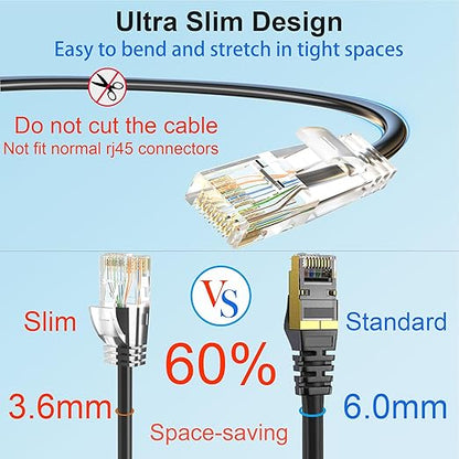 Cat 6 Patch Cable 100 feet, Slim Cat6a Ethernet Cable 10Gbps 550Mhz, UTP Pure - Image 3