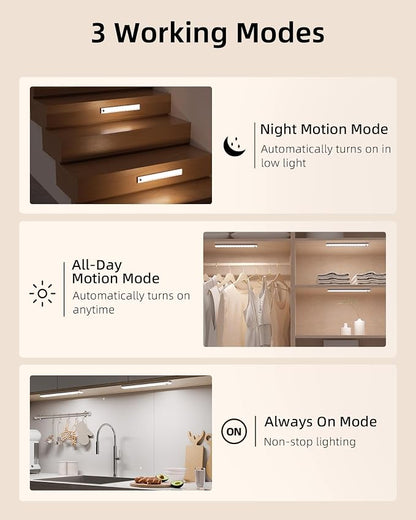 EZVALO 13inch Under Cabinet Lighting, 3200mAh Rechargeable Wireless Motion - Image 6