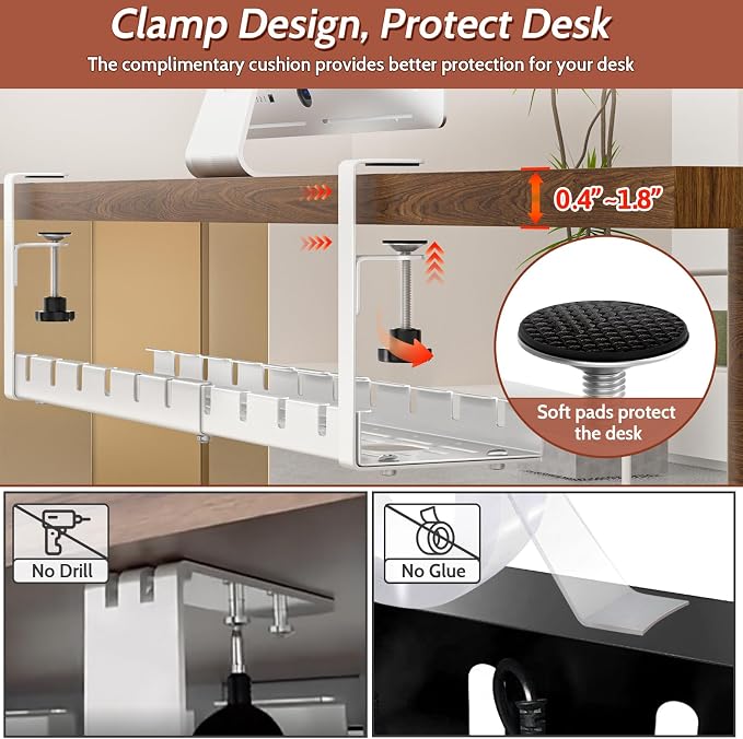 Shikha Cable Management Under Desk, 15.7"-31" Retractable Cable Management Tray - Image 5