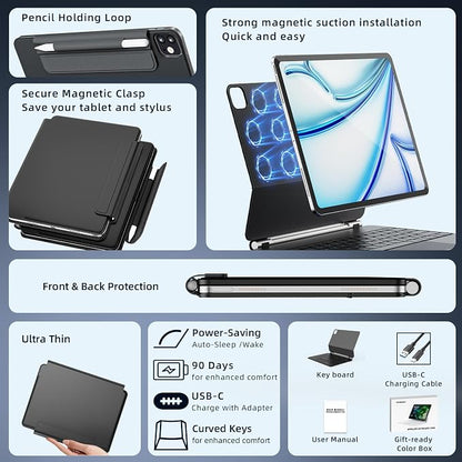 for iPad Air 13 inch Case with Keyboard, iPad Pro 12.9 Magic Keyboard, Springy - Image 3