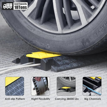 Heavy-Duty Rubber Cable Protector Ramp, Floor Cable Wire Cord Cover Speed Bumps - Image 4