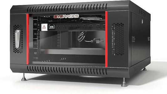 6U Wall Mount Server Rack Cabinet 24” Deep, 19” Network & AV Enclosure by SYSRACKS