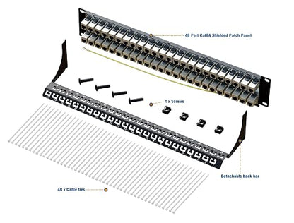 iwillink 10Gbps Patch Panel 48 Port, Shielded RJ45 Through Cat6A Patch Panel - Image 5
