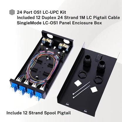 Duplex Fiber Enclosure with 24 Port LC-OS1 Box, LC-OS1 Cables, Wall Mount - Image 2