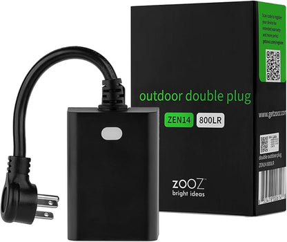 Zooz 800 Series Z-Wave Long Range Outdoor Double Plug ZEN14 | Hub Required | by ZOOZ