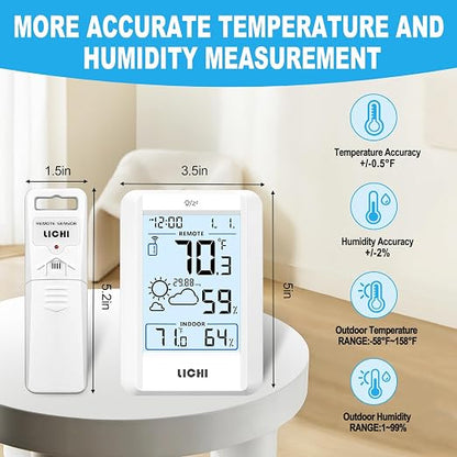 Indoor Outdoor Thermometer Wireless Weather Station Inside Outside Thermometers - Image 5