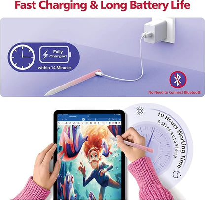 Stylus Pen for iPad, 14Mins Fast Charge for Apple Pencil, Palm Rejection - Image 8