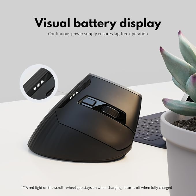 Vertical Mouse Wireless, 2.4G Rechargeable Mouse - Image 5