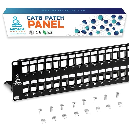 MONK CABLES | CAT6 Patch Panel | Inline | 48 Port by MONKCABLES