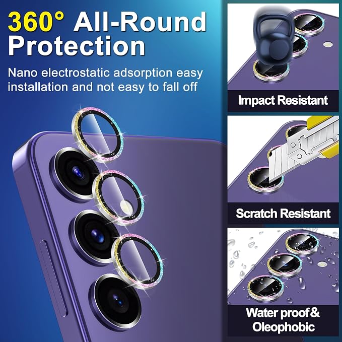 for Samsung Galaxy S24 Camera Lens Protector, Individual Metal Ring Tempered - Image 3