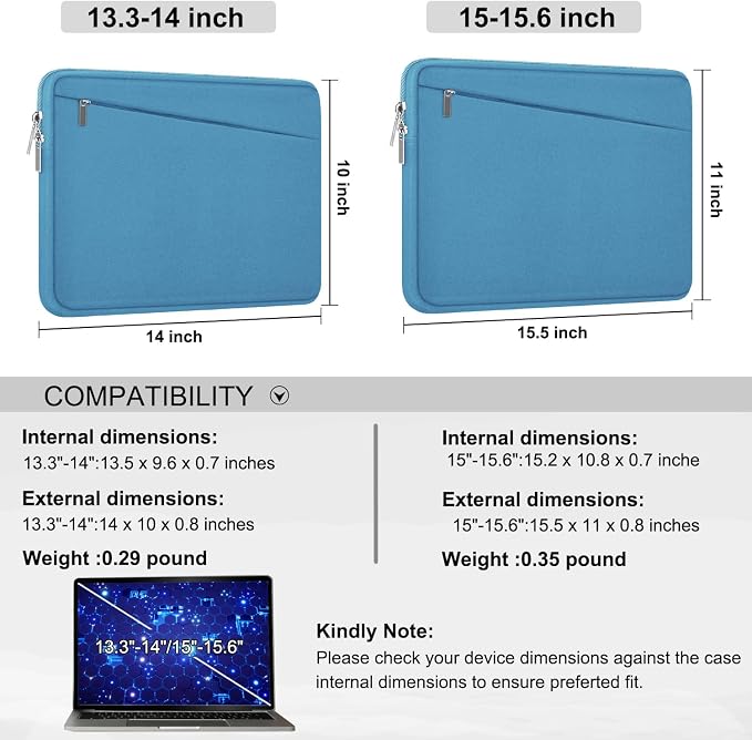15.6 inch Laptop Sleeve, Slim Computer Carrying Bag Protective Cover Briefcase - Image 5