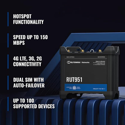 Teltonika RUT951 Industrial WiFi Cellular Router - 4G LTE - Image 2