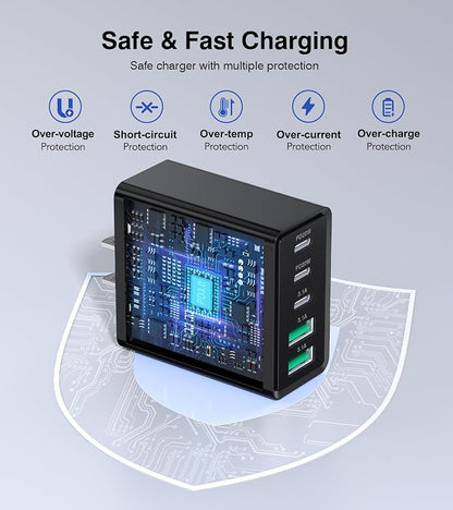 USB C Wall Charger, 50W Type C Charger Block 5-Port Fast Charging Blocks - Image 4