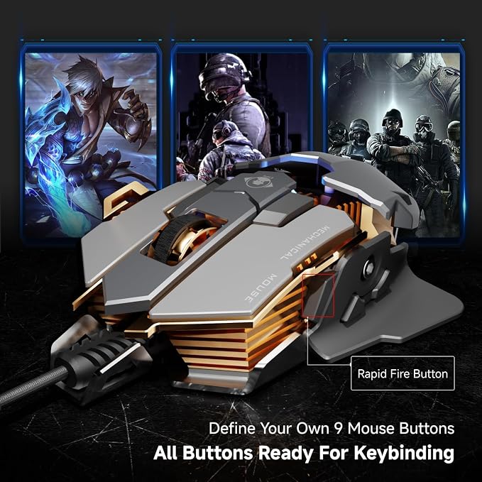 EWEADN G5 Wired Gaming Mouse, Ergonomic RGB Computer Mouse, 12800 Adjustable DPI - Image 5