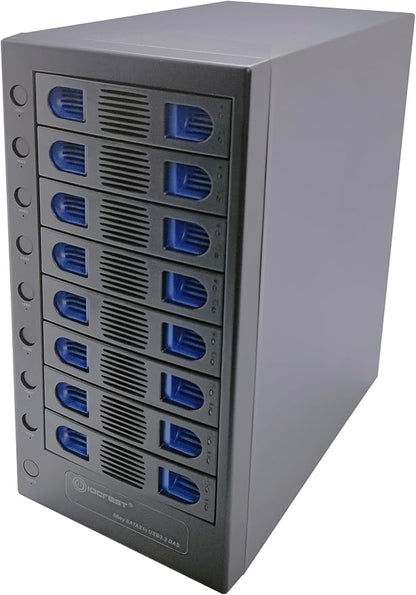 8 Bay Tool Less Tray Hot Swapable 2.5" and 3.5" SATA Hard Drive External USB-C - Image 2