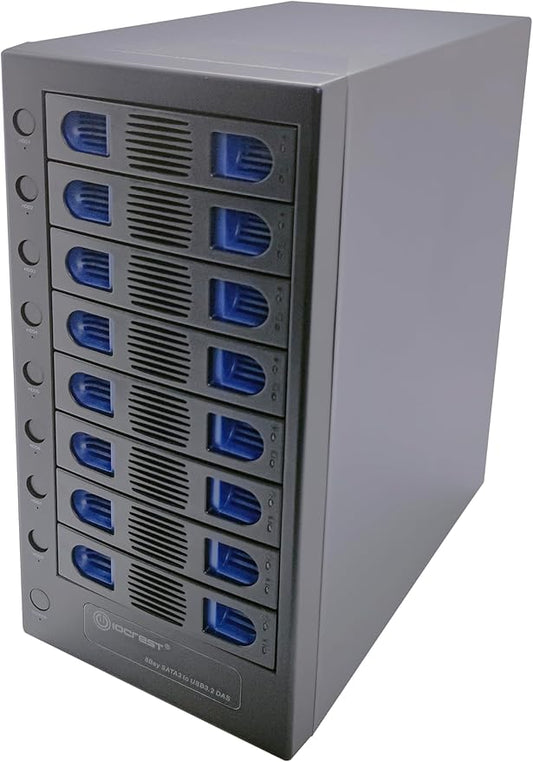 8 Bay Tool Less Tray Hot Swapable 2.5" and 3.5" SATA Hard Drive External USB-C - Image 2