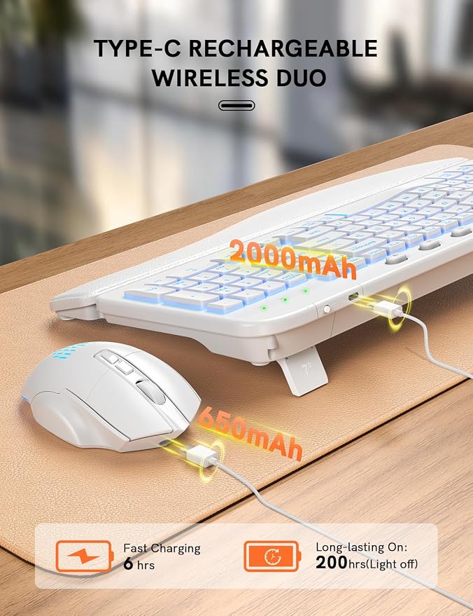 SABLUTE Ergonomic Wireless Keyboard and Mouse Combo - Image 6