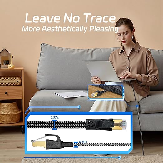 Cat 8 Ethernet Cable 10FT 2Pack, High-Speed Braided Internet Cable Network Cord - Image 5
