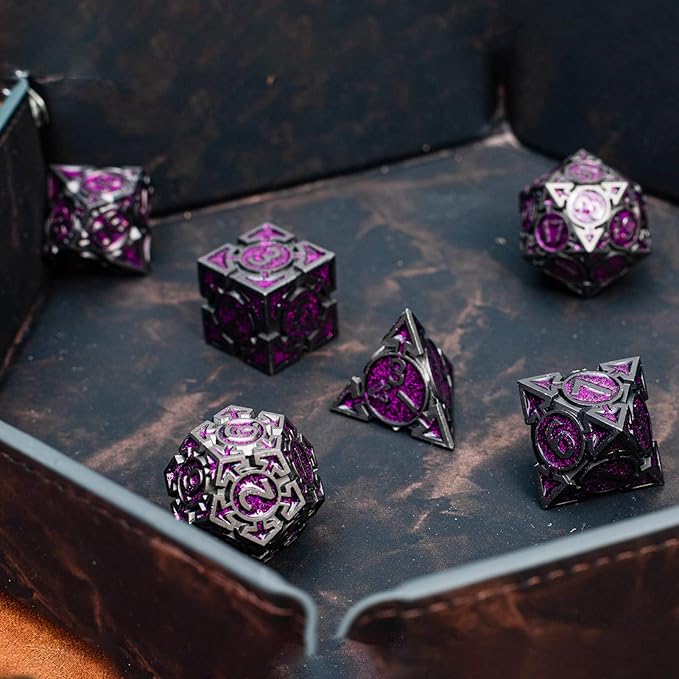 Purple Black Nickel Finish Heavy Metal DND Dice Set - Image 7