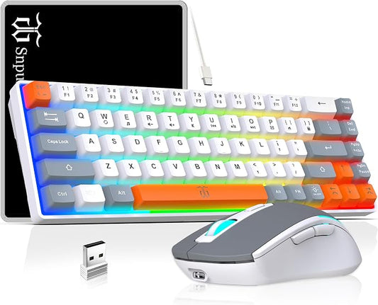 Snpurdiri 60% Wireless Gaming Keyboard and Mouse Combo, Rainbow Backlit by Snpurdiri