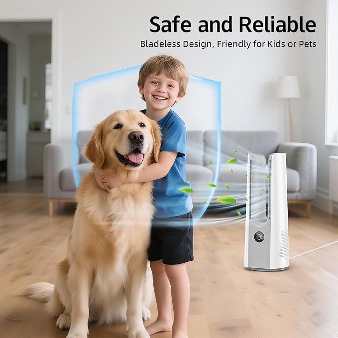 Desk Fan, 13 Inch Portable Bladeless Fan, Small Quiet Table Fan - Image 4