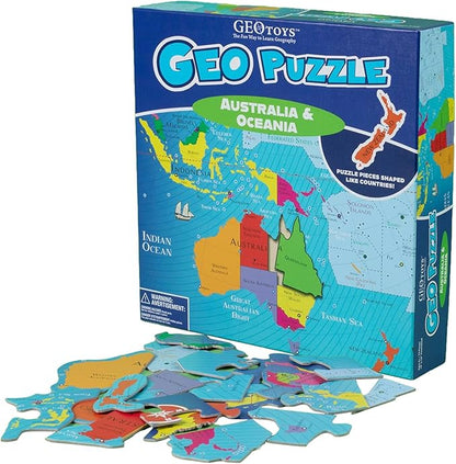 GeoToys GeoPuzzle, Australia & Oceania Shaped Jigsaw Puzzles, Geography Game by Geotoys