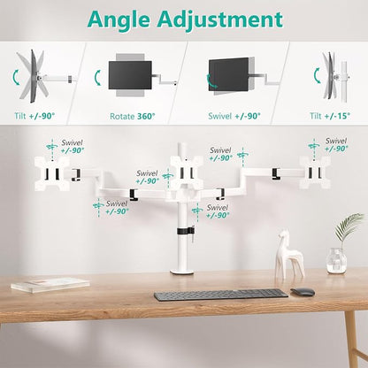 WALI Triple Monitor Mount, Three Monitor Desk Mount Fits 13-27in Screens - Image 4