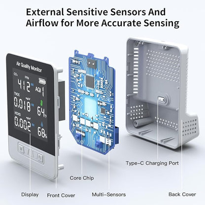 6-in-1 Air Quality Monitor, Smart Indoor CO2 Detector & HCHO TVOC AQI Tester - Image 8