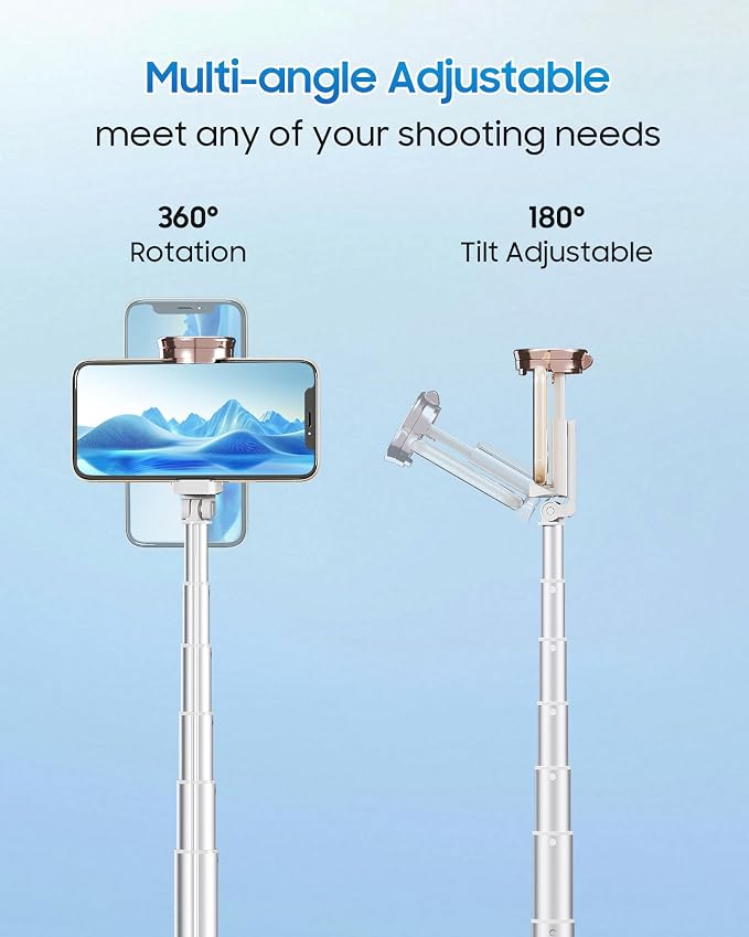 67" Selfie Stick Phone Tripod, All-in-1 Cell Phone Tripod - Image 5