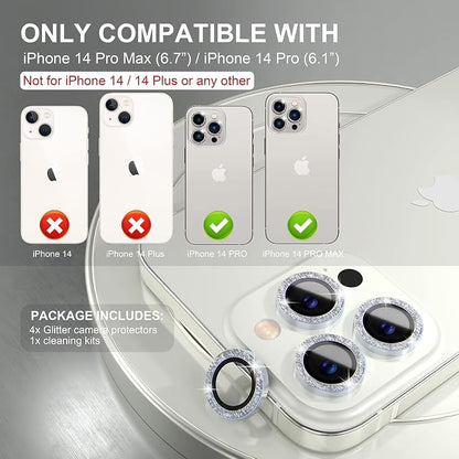 Choiche [3+1 for iPhone 14 Pro/iPhone 14 Pro Max Camera Lens Protector Bling - Image 2