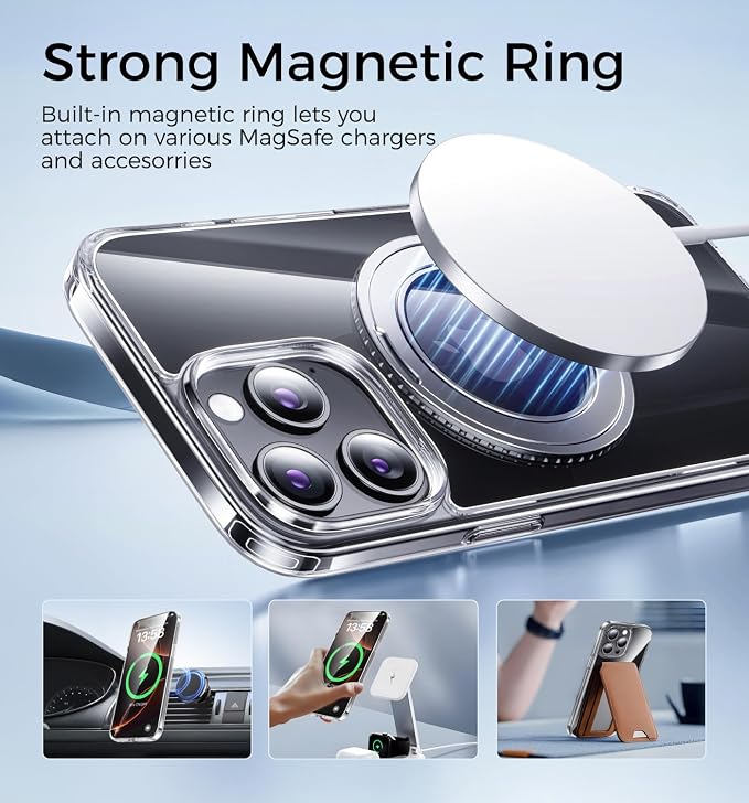 MAGIC JOHN for iPhone 15 Pro Max Case 360° Rotatable Magnetic Invisible Stand - Image 3