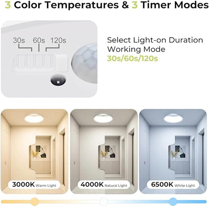 hepside 2 Pack Motion Sensor Ceiling Light Wired, 3000K/4000K/6500K LED Flush - Image 2