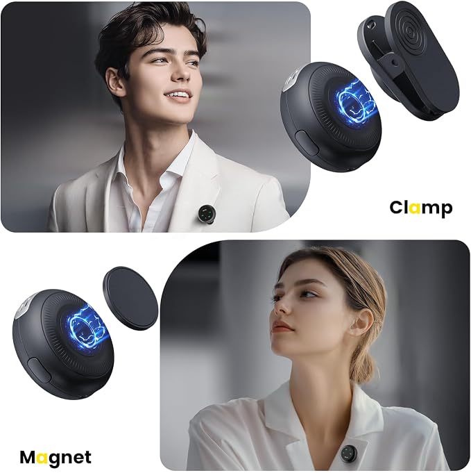 Wireless Lavalier Microphone for iPhone Android, 2in1 Magnetic & Clamp Lapel - Image 5