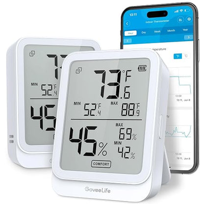 GoveeLife Hygrometer Thermometer H5104 2Pack, Remote LCD Digital Hygrometer by GoveeLife