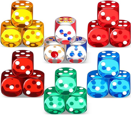 18 Pcs Casino Theme Party Dice Large Opaque Jumbo Acrylic D6 Dice by Seenelling